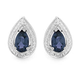 Teardrop Stud Earrings with Sapphire CZ